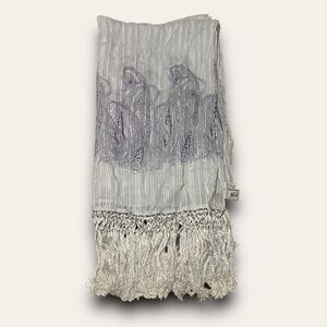 Vintage Silk Paisley Scarf 1990s Boho Hippie Fringe
